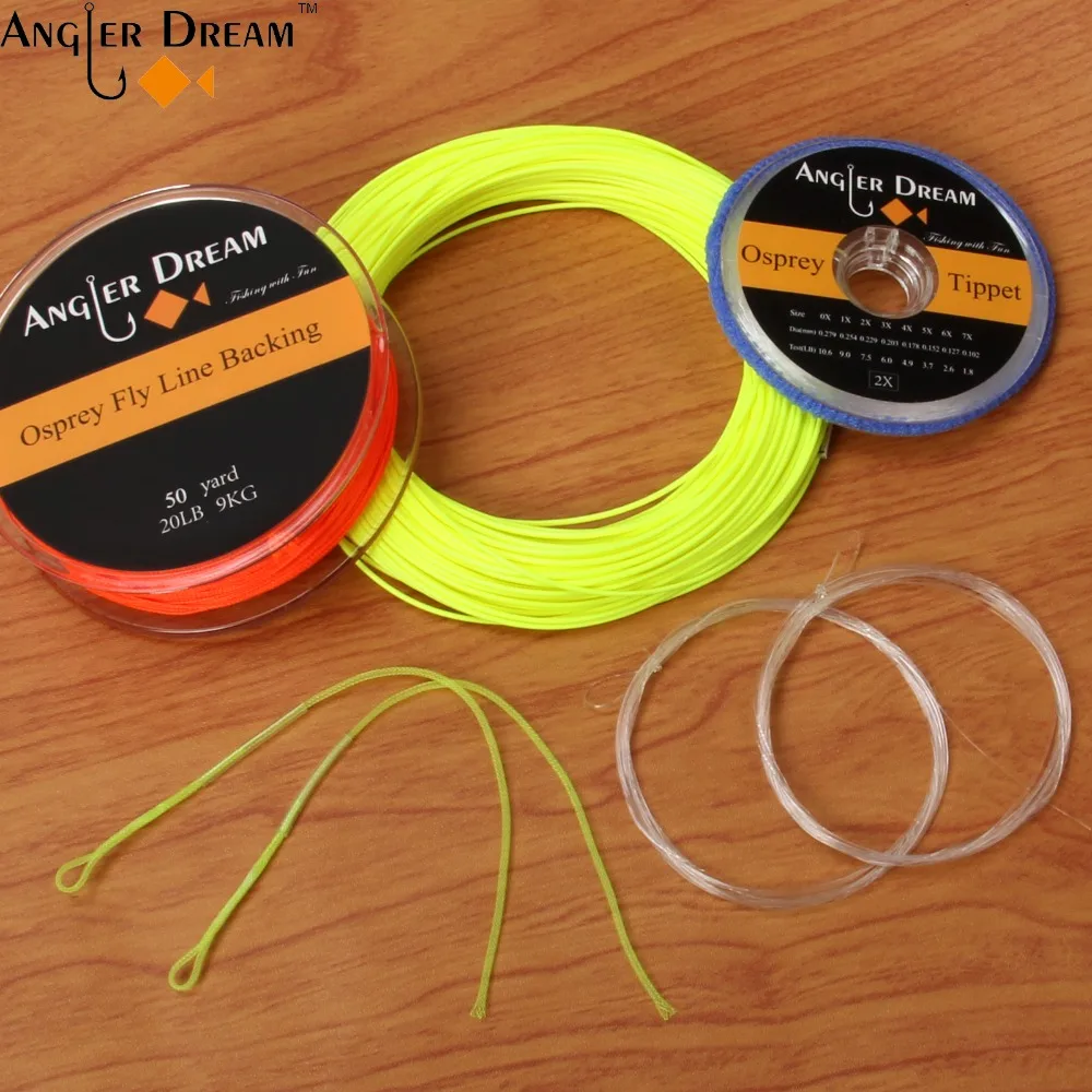 2/3/4/5/6/7/8 WT Fly Fishing Line Combo Weight Forward Floating Yellow Fly Line 20/30LB Backing Line Tippet Tapered Leader Loop