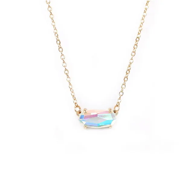 Gold necklace Модные маленькие стеклянные Висячие AB серьги для женщин - Окраска металла: Gold necklace