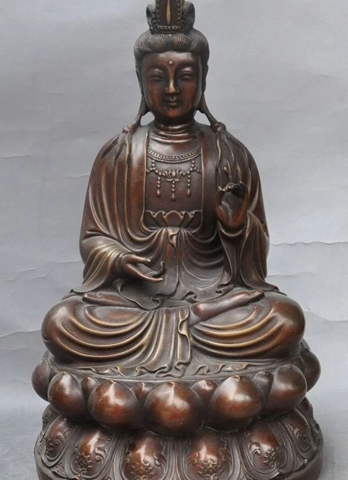16 &quotкитайский буддизм бронзовый сиденья лотос богиня гуаньинь бодхисаттвы