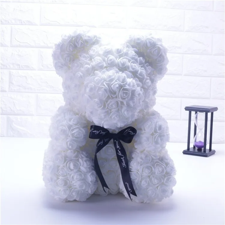 25cm white bear Подарок на день Святого Валентина 25 см красный медведь Роза плюшевый медведь цветок розы искусственное украшение Рождественский подарок для женщин подарок на день Святого Валентина - Цвет: 25cm white bear
