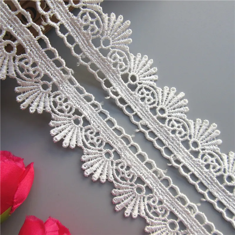 2 ярда белая вышитая кружевная отделка в форме фотоэлемента ленточная ткань