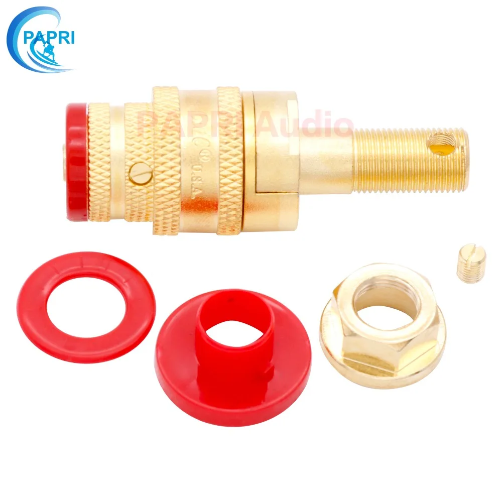 

PAPRI CMC-878M-SE Socket Connector Banana Plug Gold Plated OFC Brass Speaker Amplifier Binding Post Terminal 4PCS