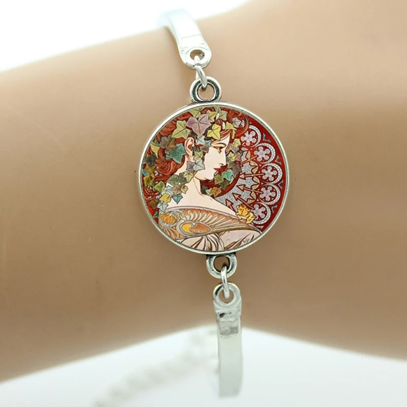 NS389 4 Браслеты TAFREE Alphonse Mucha с изображением девушки и цветка лилии, модный элегантный браслет, браслеты для девушек и женщин, подарки, ювелирные изделия NS389 - Окраска металла: NS389 4