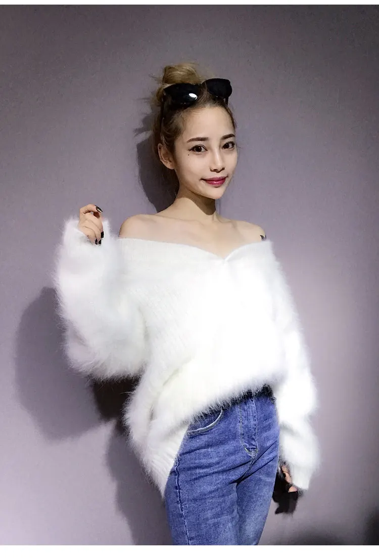 Женский кашемировый свитер зимний свободный толстый теплый мягкий из 100%