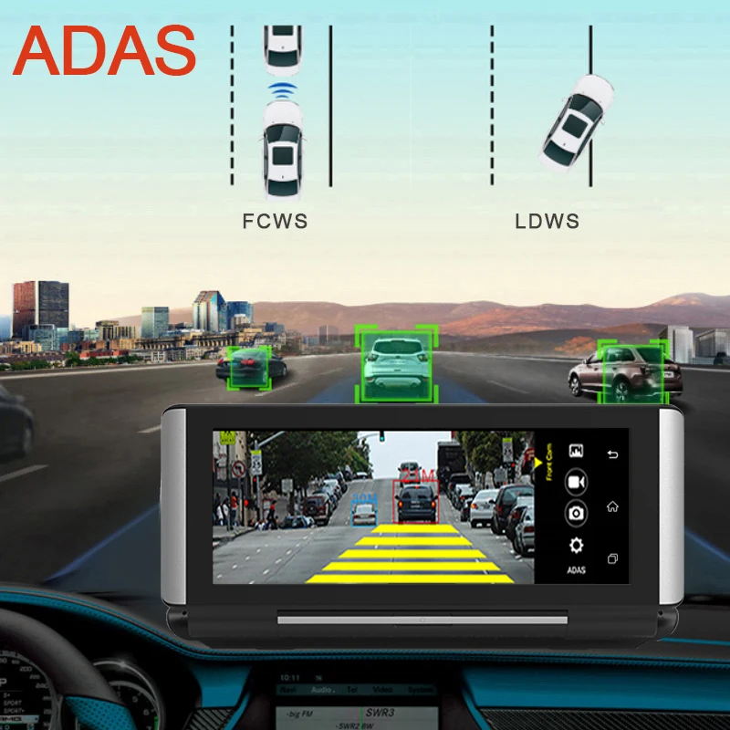 6,86 дюймов 4 г Автомобильный dvr камера gps FHD 1080 P Android Dash Cam навигация ADAS Автомобильный видео рекордер двойной объектив обратное изображение