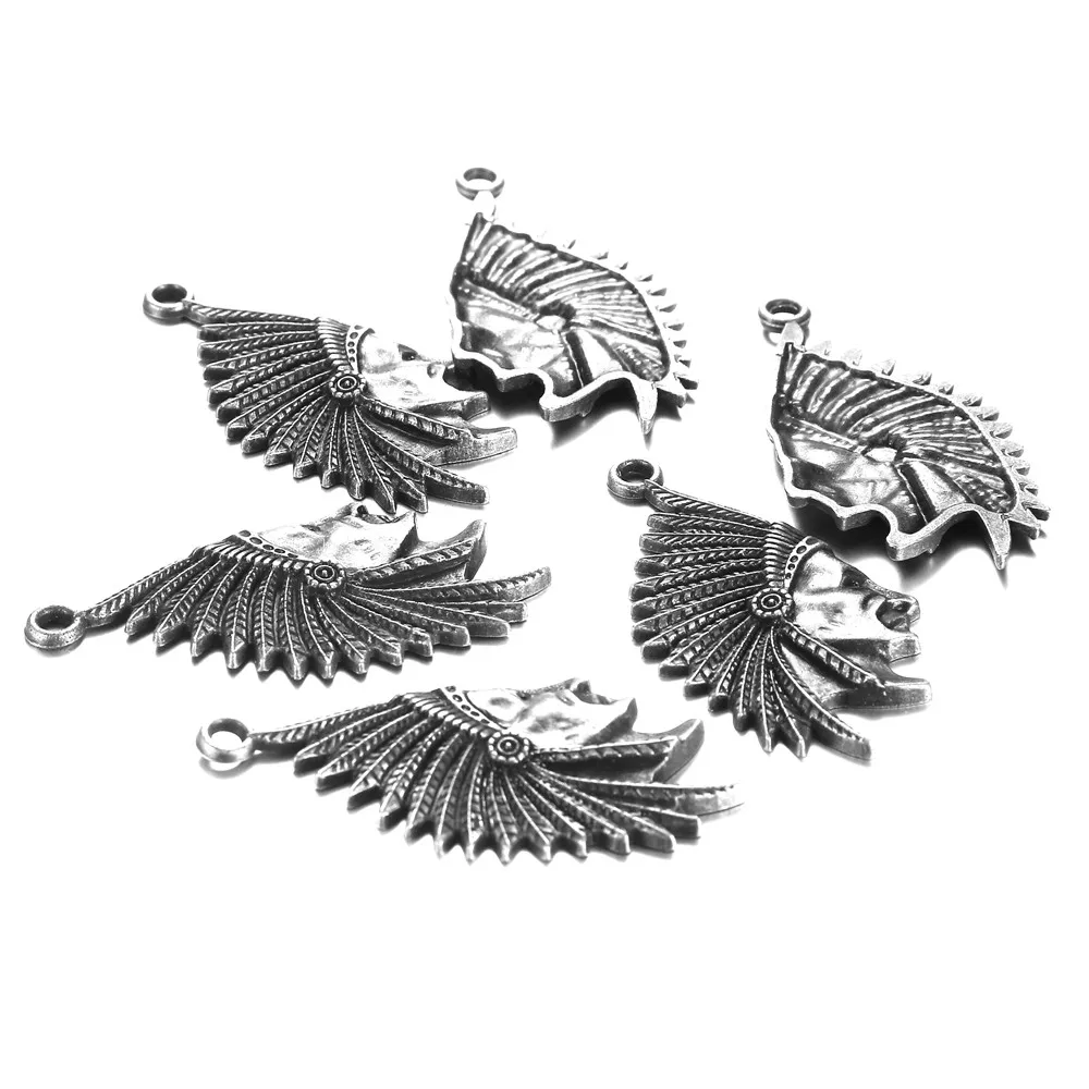 20 шт./лот 55x29 мм Винтаж Индианс американский родной стороне головы портрет кулон Талисманы для изготовления ювелирных изделий DIY интимные аксессуары