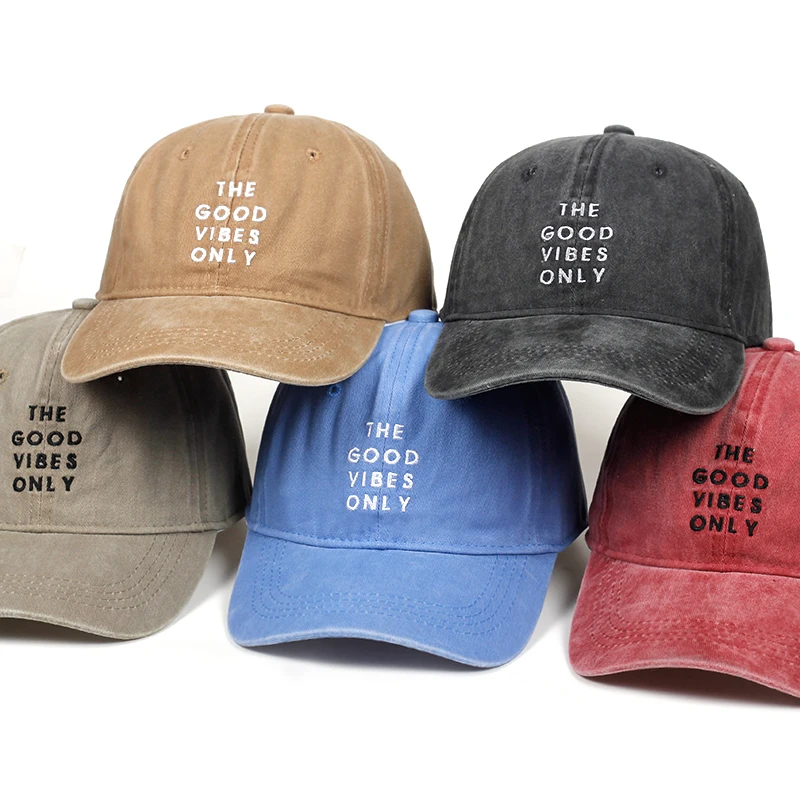 Шляпа c вышивкой из мытого хлопка THE GOOD VIBES ONLY для отца мужчин женщин хип хоп Snapback