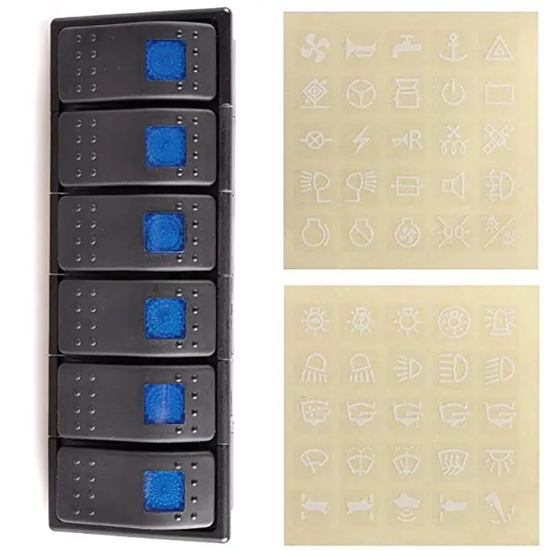 6 банд светодиодный светильник морской лодки RV кулисный переключатель панель