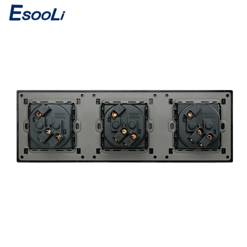 Тройная настенная розетка из нержавеющей стали Esooli 16 А европейская русская
