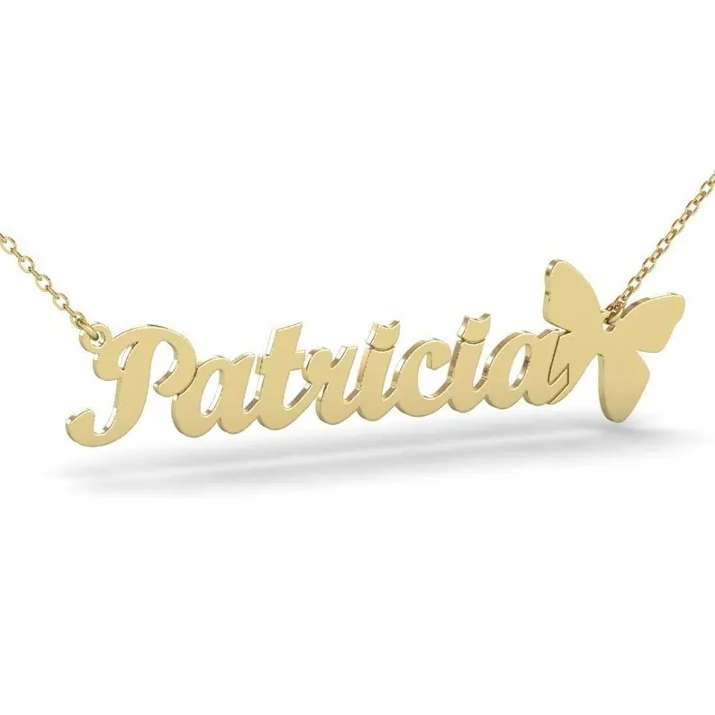 Custom Name Necklace With Butterfly Nameplate Jewelry Personalized Letter Necklaces Rose Gold Choker Collier BFF Bridesmaid Gift | Украшения