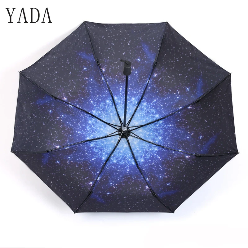 YADA Fashion Star Sky Universe Umbrella Sunny Rain Women Uv Umbrella For Women Windproof Manual Folding Umbrellas Parasol YS663