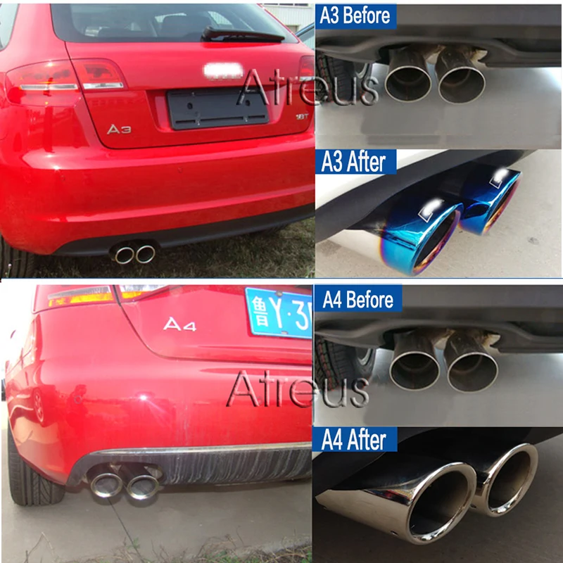 Atreus выхлопная труба из нержавеющей стали для Audi A4 B8 A3 A5 аксессуары для Audi A6 C6 Q5 Q7 Q3 A1 Sline