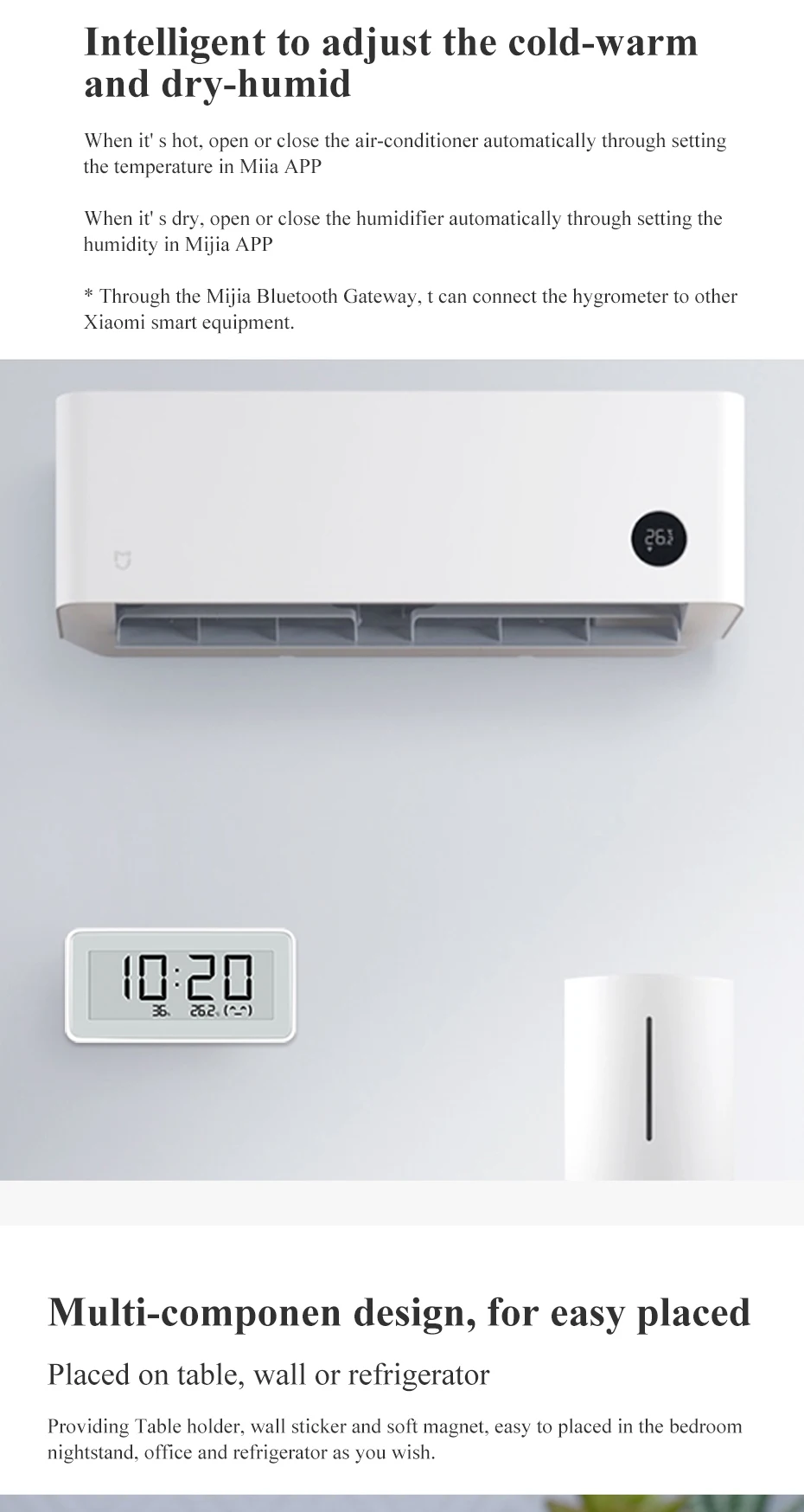 Xiaomi Mijia BT4.0 Wireless Smart Electric Digital clock Indoor&Outdoor Hygrometer Thermometer LCD Temperature Measuring Tools