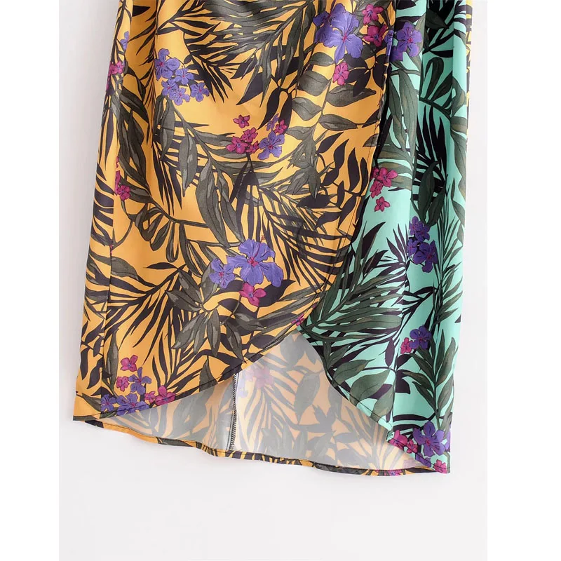 

2019 Women Dress Bow Tied Wrapped Bohemian Dresses Holiday Wind Color Matching Printing Slimming Sling Ladies Vestidos Dress