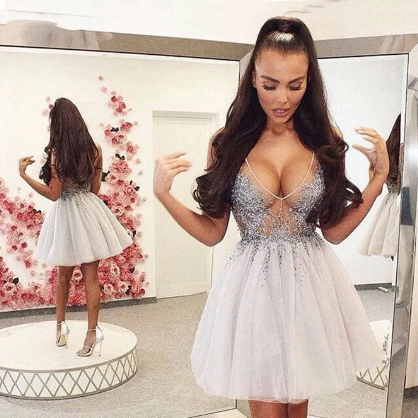 Сексуальное коктейльное платье с v-образным вырезом Короткое мини-платье для