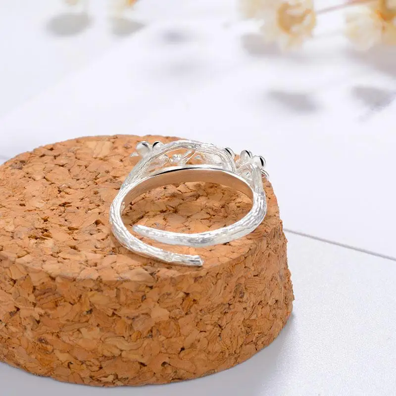 Богемное серебряное кольцо с цветком сливы для женщин Bijoux подарок женский