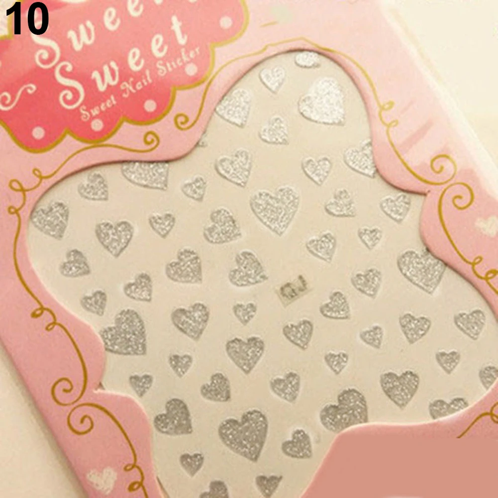 Белый 1 Sheet Love Heart Design Nail Art Stickers Water Transfer Decal Slider Watermark Nail Wraps Decal Manicure Nail Tips Decoration - Цвет: Белый