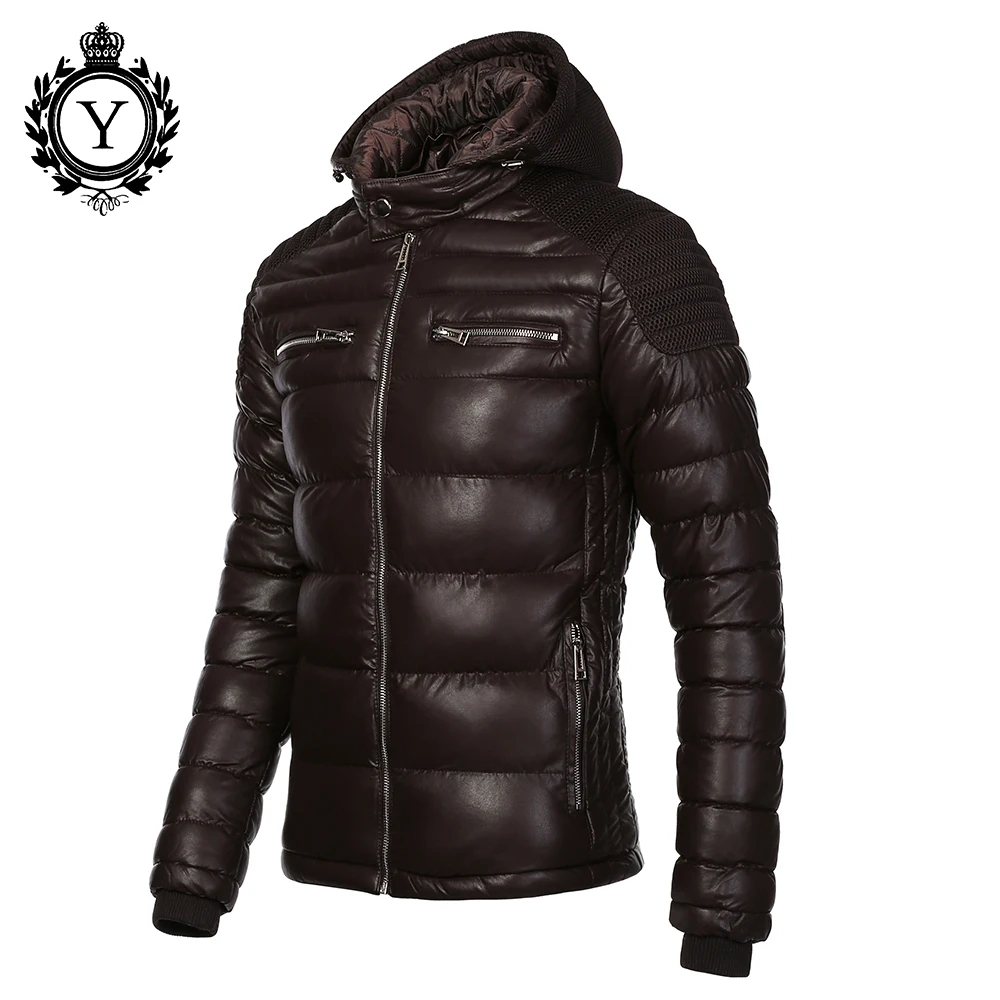 COUTUDI мужские Куртки из искусственной кожи с капюшоном толстые теплые