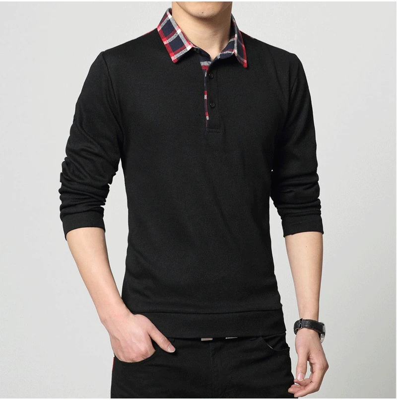 Covrlge Polo рубашка Весна Новые мужские футболки модные Лоскутные Большие размеры 4XL 5XL с длинным рукавом рубашки поло Slim Fit MTP041