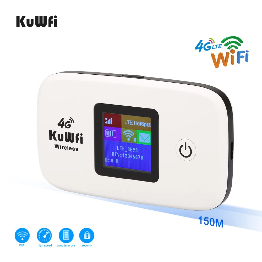 KuWFi разблокированный 4G LTE беспроводной маршрутизатор 150 Мбит/с вне путешествия Wi-Fi маршрутизатор 3g/4 г мобильный Wifi точка доступа поддержка LTE FDD B1/B3/B5