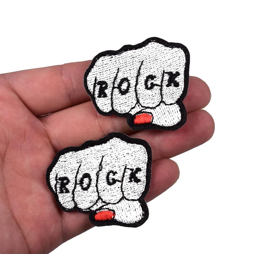 2 шт. панк рок ручная Музыка Байкерская вышивка ПРИШИТАЯ железная нашивка для