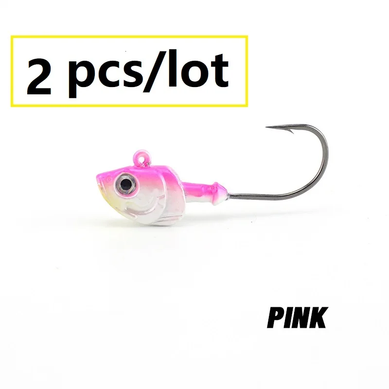 01 PINK Мягкая джиг-приманка, 20 г, 26 г, рыболовные крючки для подводной ловли, цвета, джиг-голова с 3D глазами, рыболовные приманки наживка, Джиги, 2 шт./ПК - Цвет: 01 PINK