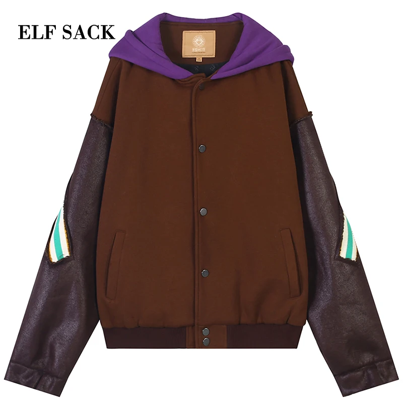 Женское шерстяное пальто ELFSACK повседневное однобортное в полоску с длинным