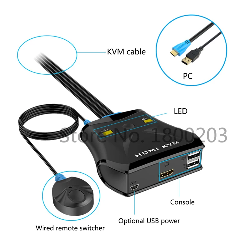 MT Viki 2 порта HDMI USB KVM переключатель ручная кнопка с проводным дистанционным