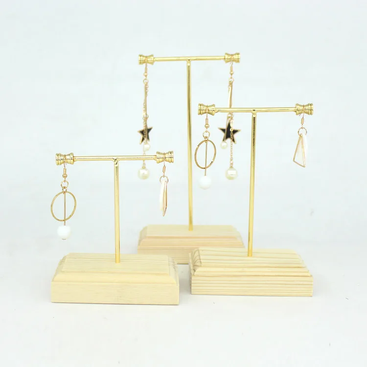 Винтажные деревянные металлические серьги-гвоздики подвесные кольца держатель