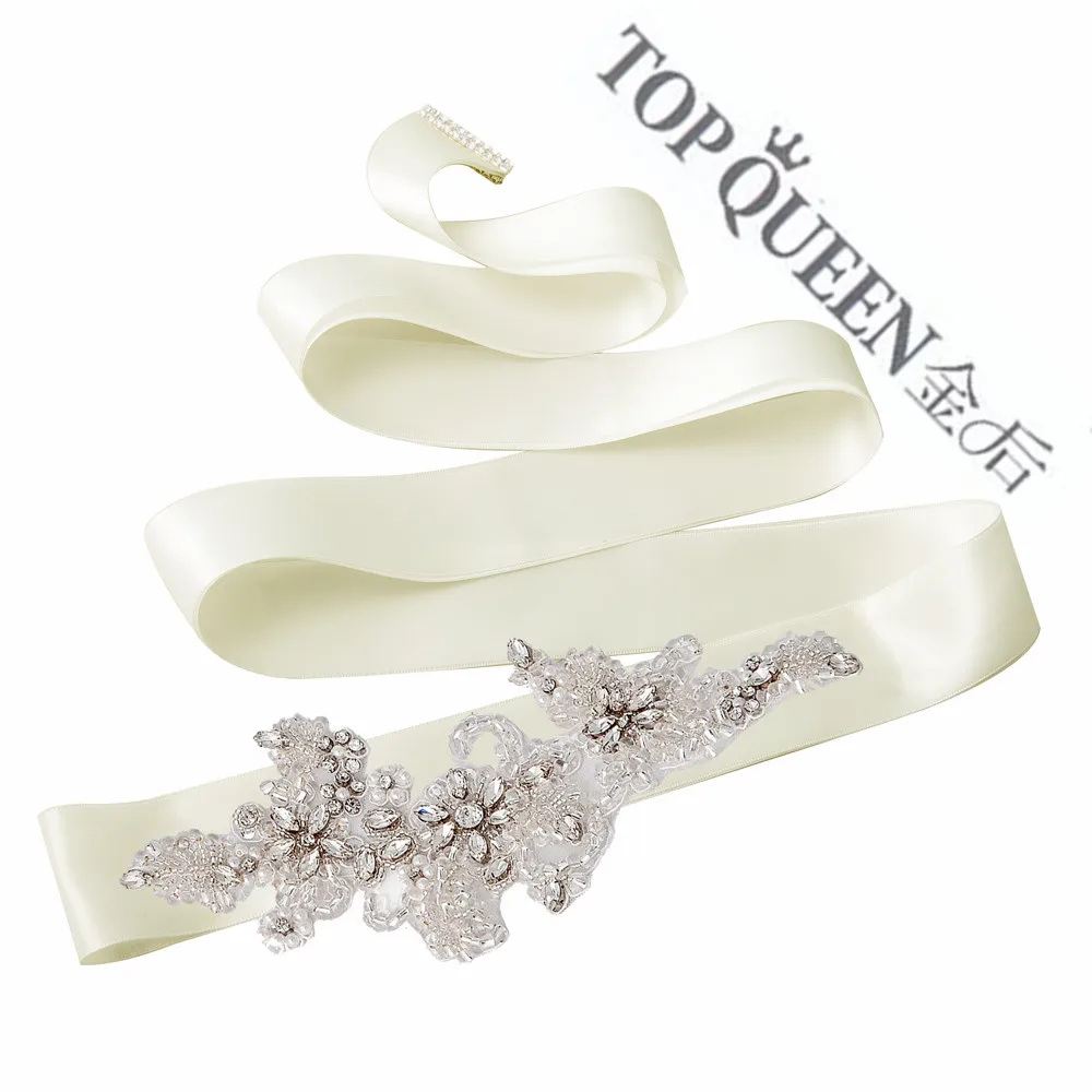 Ivory TOPQUEEN S139 пояс невесты со стразами Аппликация белый свадебный пояс со стразами дешевый бисерный пояс невесты свадебные пояса с аппликацией - Цвет: Ivory