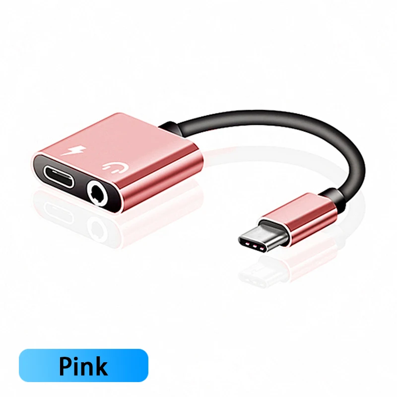 Pink Адаптер типа C с разъемом 3,5 мм для наушников Aux аудио для samsung S10 huawei P30 Pro воспроизведение музыки и Зарядка адаптер для Xiaomi 8 Mi9 - Цвет: Pink