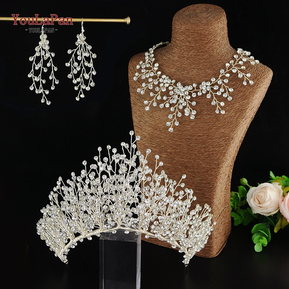 

YouLaPan HP193-S Bridal Tiara Wedding Hair Crown Wedding Hair Accessories Hair Jewelry Set Bridal Headwear Rhinestone Headband