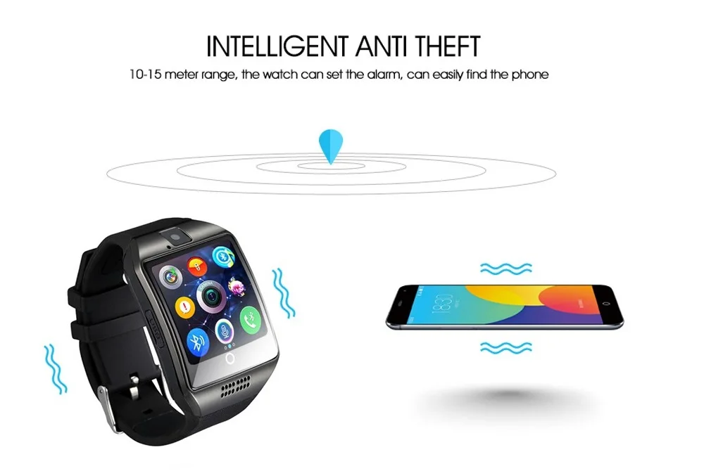 Bluetooth Смарт часы Q18 с камерой Facebook Whatsapp Twitter Синхронизация SMS Smartwatch поддержка SIM TF карты для IOS Android