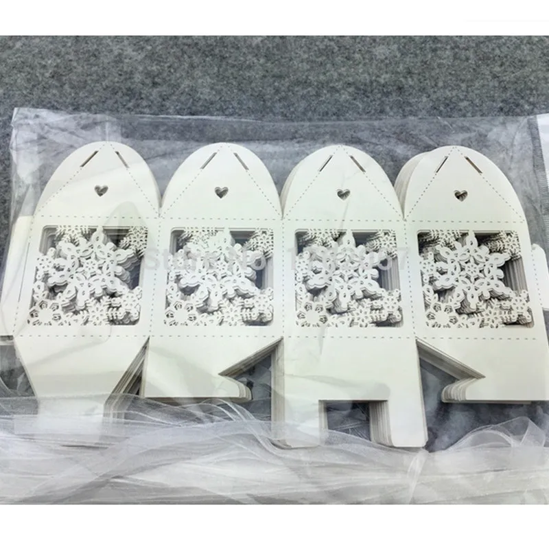 Lwedding favor Подарочная коробка Снежинка Лазерная Обработка, Рождественская тематика Шоколадные конфеты коробка День Рождения вечерние поставки свадьба 50 шт