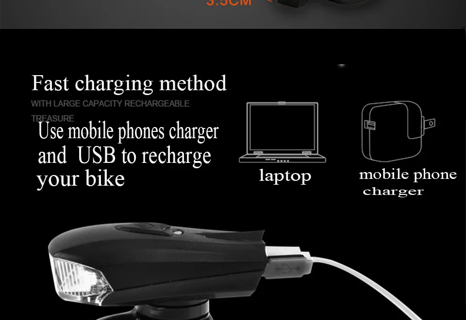 USB Перезаряжаемые велосипед, Велосипеды-фары голову Водонепроницаемый MTB дорожный Велоспорт флэш-Light Touch ночь безопасный