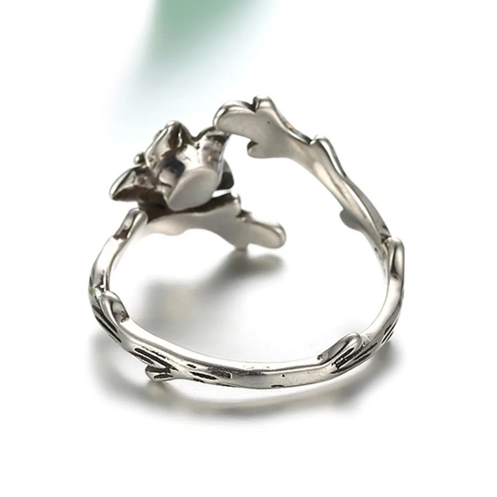 Кольцо женское и мужское антикварное с длинной веткой цветком розы|rose flower ring|brand