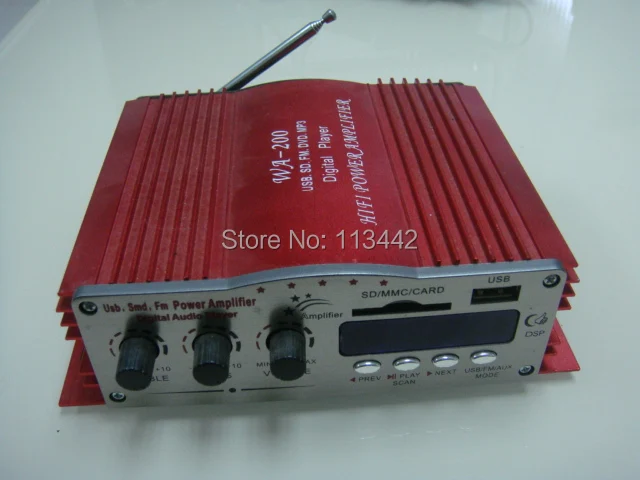 WA200 4-канальный автомобилей мини Hi-Fi стерео Усилитель Мощность AMP FM радио USB SD плеер