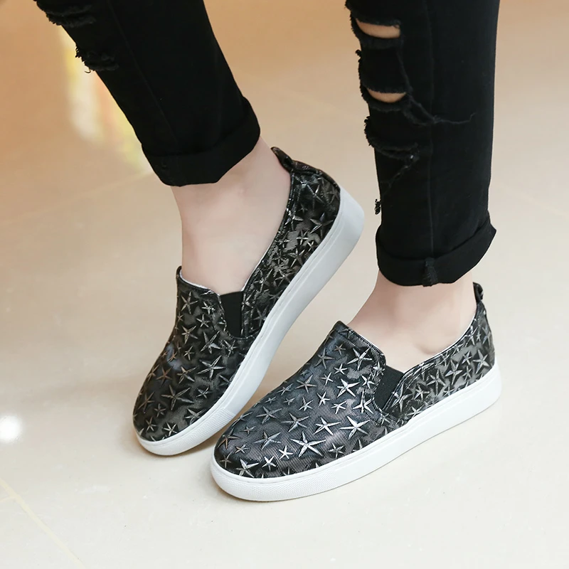 Контраст Цвета Star Круглый Носок на низком каблуке Квартиры Обувь Весна Бренд