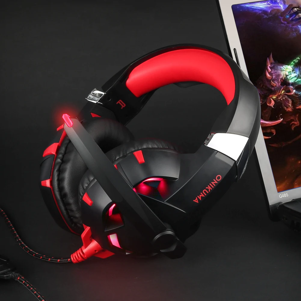ONIKUMA K2 для PS4 игровая гарнитура Casque PC стерео наушники с гарнитурой с микрофоном светодиодный свет для ноутбука планшета