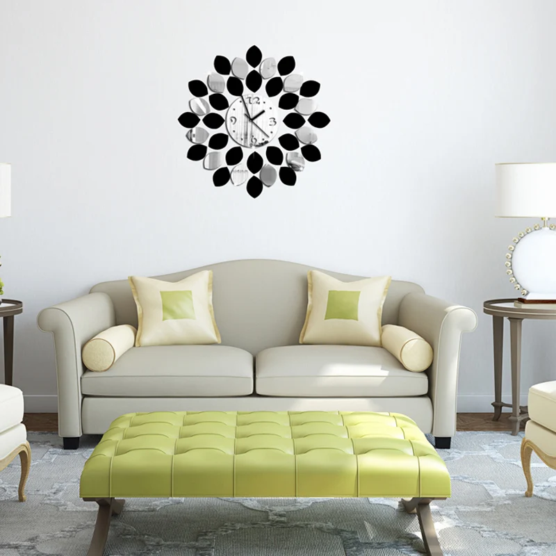 Большие черные Серебристые Акриловые Настенные часы с ограниченным по времени