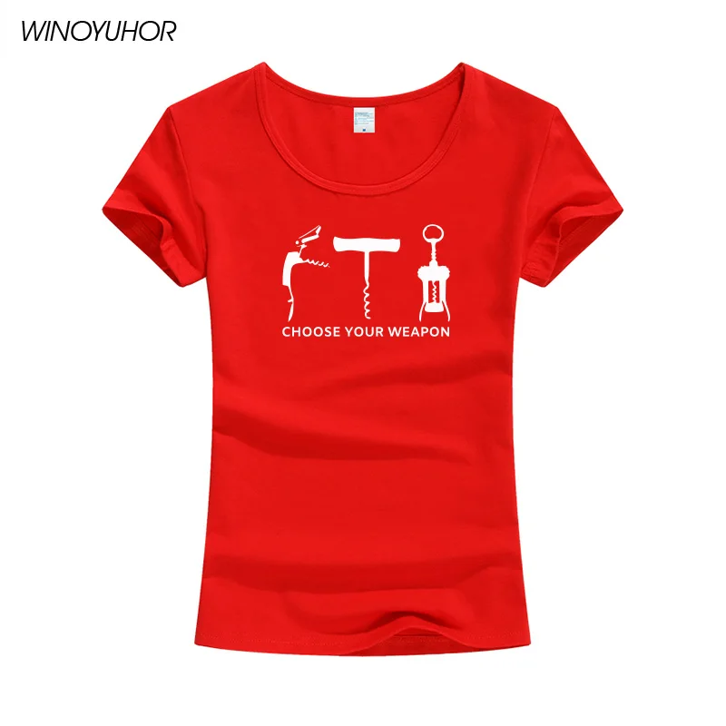 Choose Your Weapon Funny Design T-Shirt Women Summer Fashion Short Sleeve T Shirt Drinking Wine Lover Tee Tops For Lady | Женская одежда
