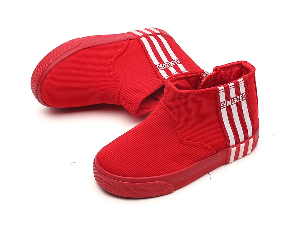 children canvas shoes sneakers navy red white strips sapatos ankle boots big boys tennis girls zapato zip closure unisex | Детская