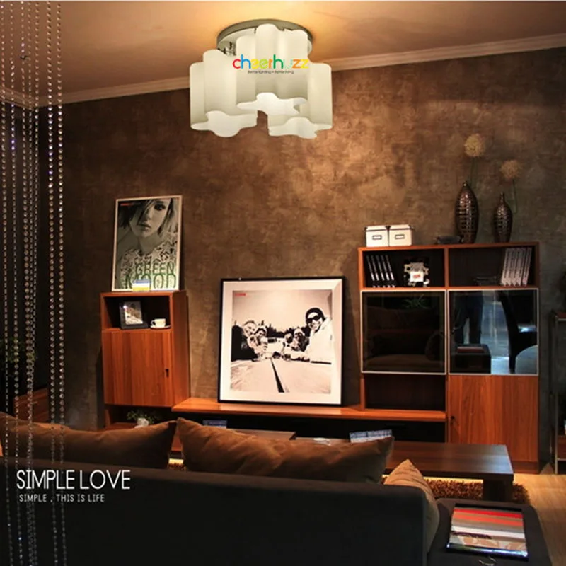 Современная Минималистичная стеклянная потолочная лампа с тремя светильниками