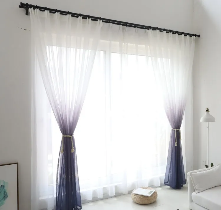 INS однотонная затемненная занавеска из ткани градиентный цвет льняные занавески