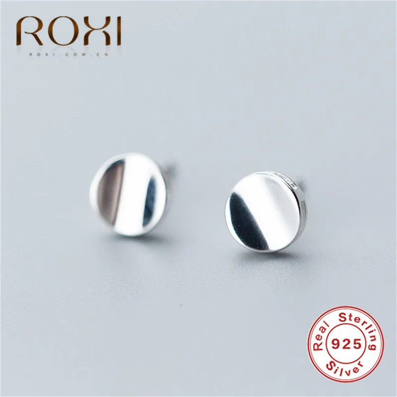 Серьги ROXI из чистого 925 пробы серебра для женщин, свадебные ювелирные изделия, модная серьга-гвоздик для пирсинга, маленькие серьги, кольцо для ушей