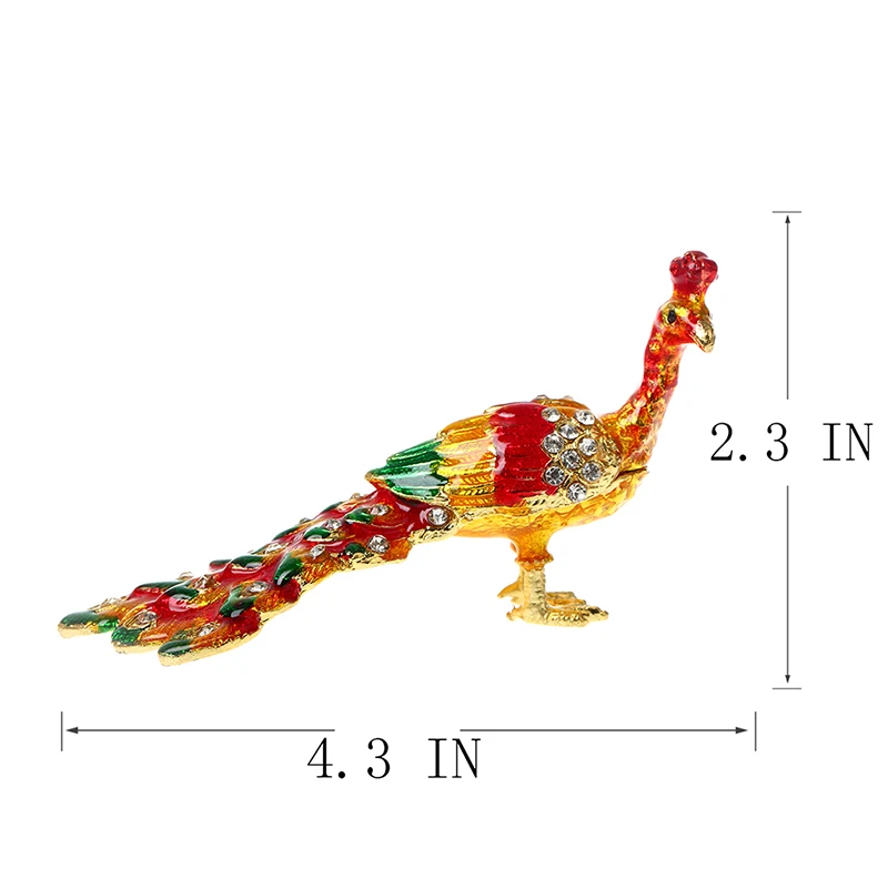 Handmad Metal Peacock Figurine Ring Jewelry Holder Trinket Box Stand Storage Wedding Display Case Christmas Gift | Дом и сад
