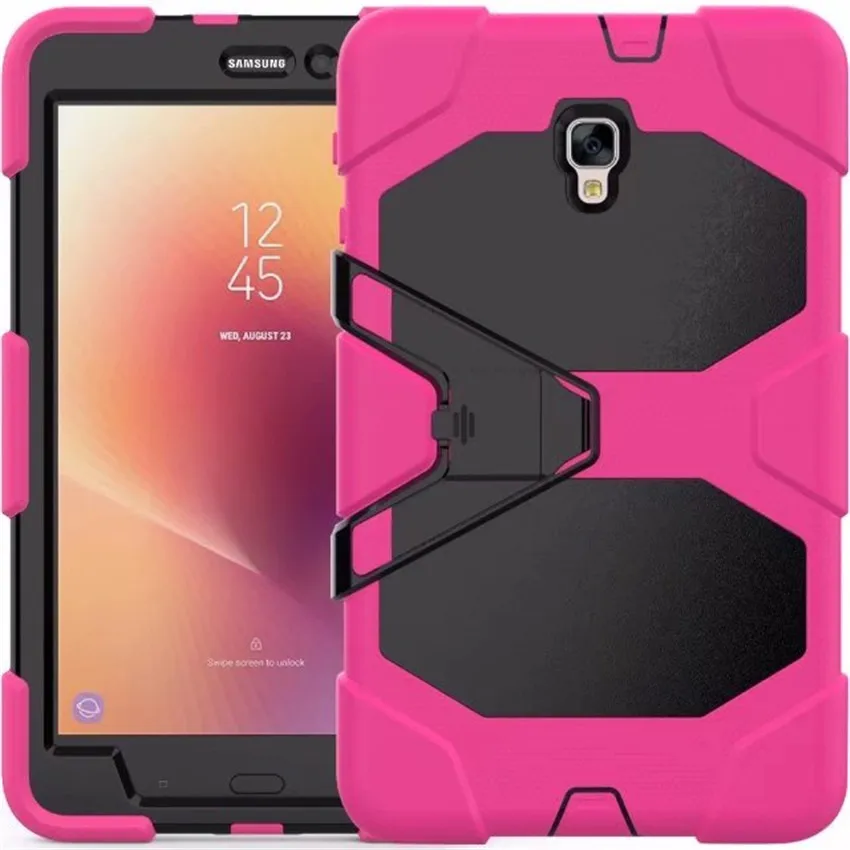 Для samsung Galaxy Tab A 8,0 T380 T385 8,0 дюймов ударопрочный жесткий военный прочный силиконовый защитный чехол с подставкой - Цвет: Rose