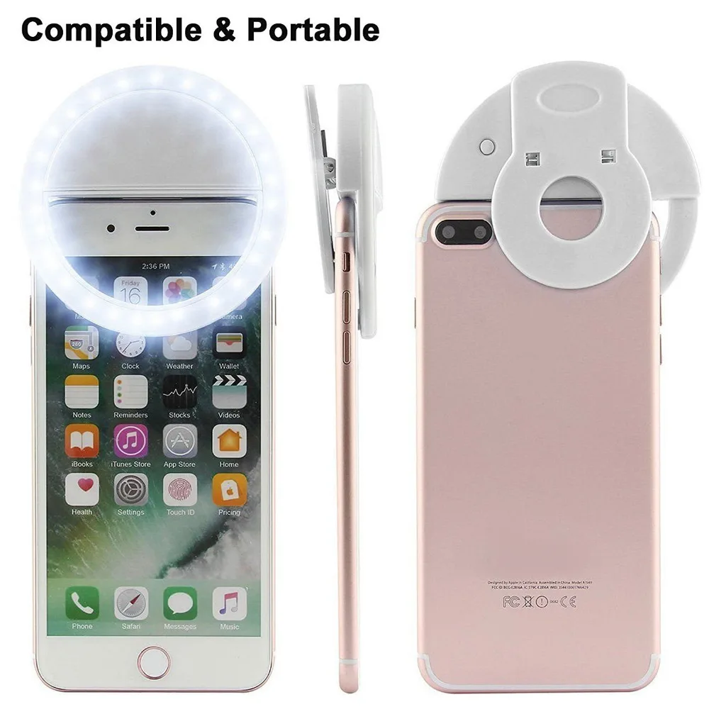 Перезаряжаемый светодиодный аккумулятор с кольцом для селфи 3 яркости iPhone iPad Sumsung