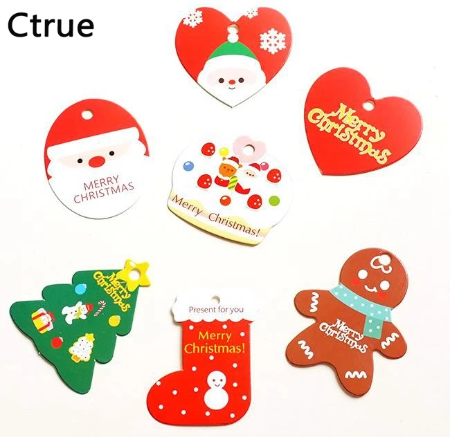 50 шт. Merry Рождество Санта Клаус DIY крафт дерево Форма ярлычком Новый год Свадебная