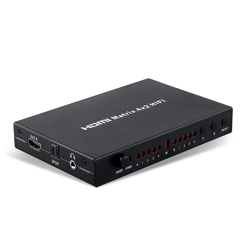 Матрица 4X2 HDMI матрица с Аудио 2X2 матричный коммутатор переключатель 4 в 2
